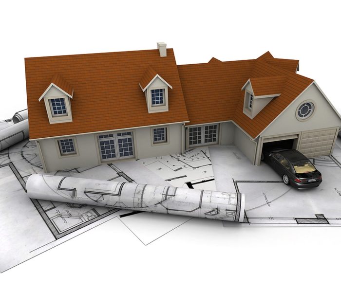 Renderowanie 3D domu z garażem na podstawie planów