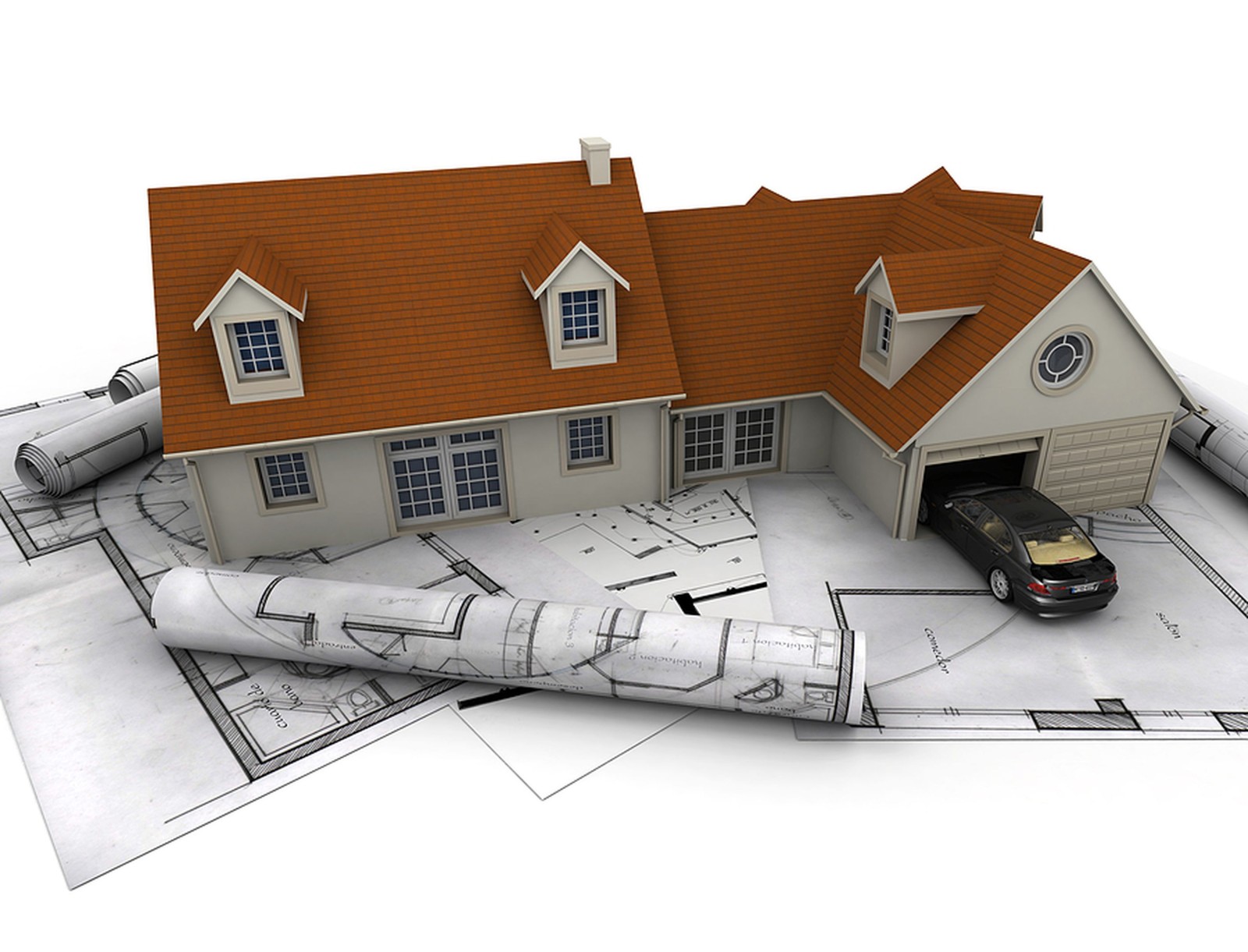Renderowanie 3D domu z garażem na podstawie planów
