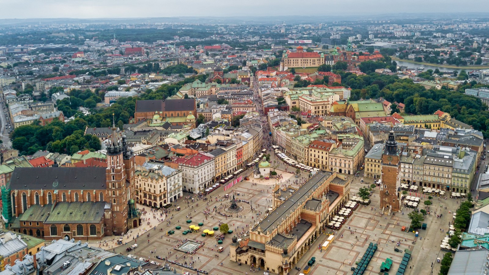 Kraków Rynek fotografia lotnicza, Polska.Dron fotografa