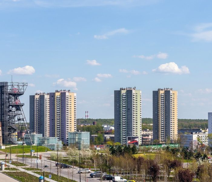 Ogólny widok na Katowice, województwo śląskie, Polska.