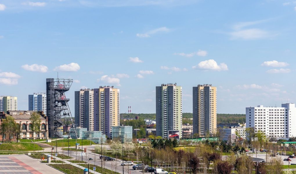 Ogólny widok na Katowice, województwo śląskie, Polska.