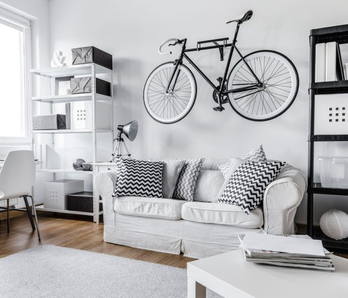Nowoczesny czarno-biały apartament jednopokojowy
