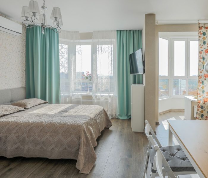 Nowoczesny, niewielki apartament w wieżowcu. Apartament dla małej rodziny