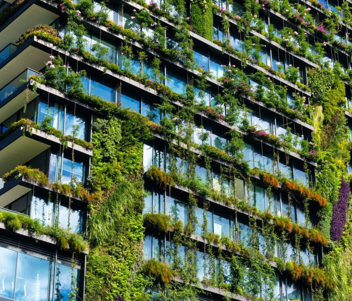 Zielony wieżowiec z roślinami rosnącymi na fasadzie. Koncepcja ekologii i zielonego życia w środowisku miejskim. Park na niebie Jeden centralny budynek parkowy Sydney Australia