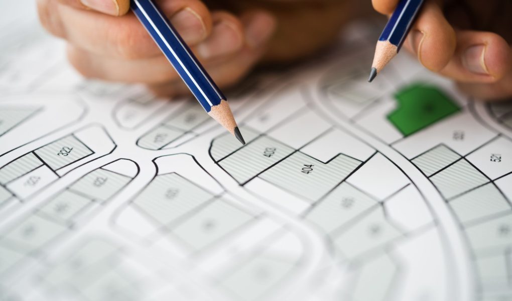 Mapa działek i budynków. Planowanie rozwoju urbanistycznego